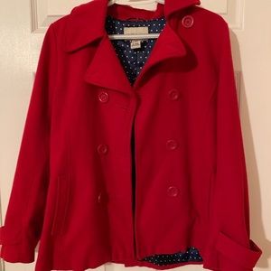 Girls RED wool pea coat!